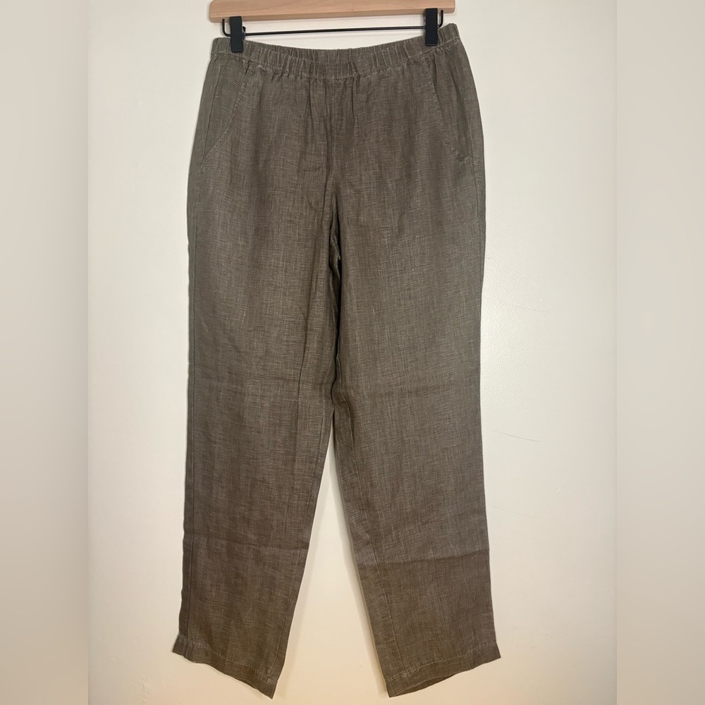 Nurture 100% Linen Wide Leg Pants Brown Elastic Waist‎ Pull On Women’s S NWT